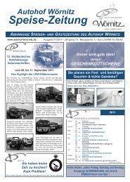 Unsere GESCHENKGUTSCHEINE Autohof Wörnitz Speise-Zeitung