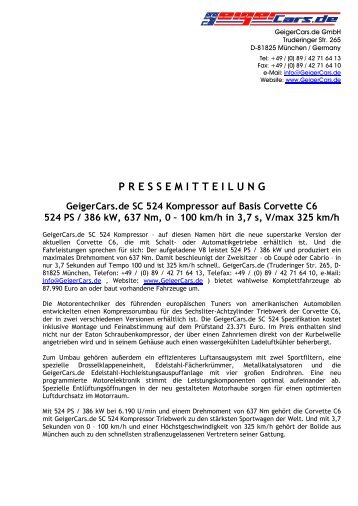 PRESSEMITTEILUNG GeigerCars.de SC 524 Kompressor auf Basis ...