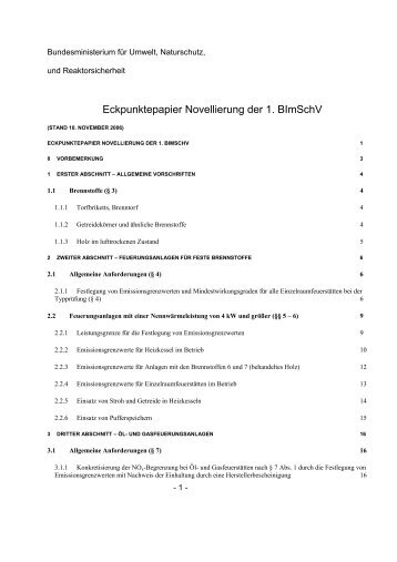 Eckpunktepapier Novellierung der 1. BImSchV