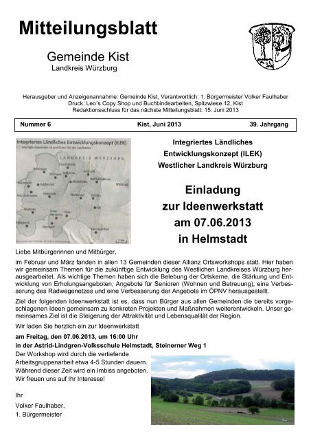 Mitteilungsblatt Juni 2013 - Gemeinde Kist