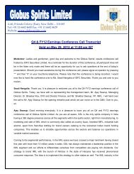 GSL-Q4 FY12-Concall-Transcript.pdf - Globus Spirits