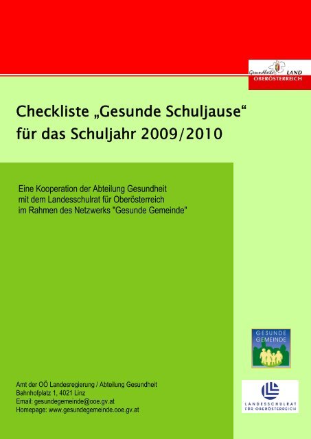 Checkliste „Gesunde Schuljause“ für das Schuljahr 2009/2010