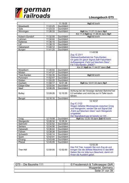 Lösungsbuch GT5 – Die Baureihe 111 - German Railroads