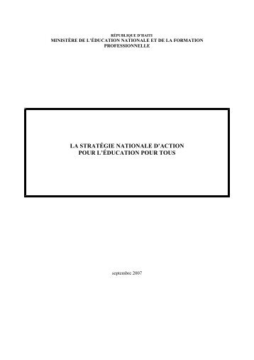 la stratégie nationale d'action pour l'éducation pour tous - About IIEP ...