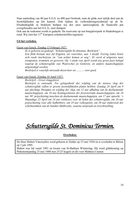 t Klepke nr. 4 oktober 1995 - Verbond der Schuttersgilden Genk