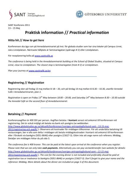 Praktisk information // Practical information - Globala studier