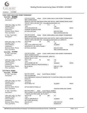 Building Permits Issued during Dates: 20120903 - 20120907