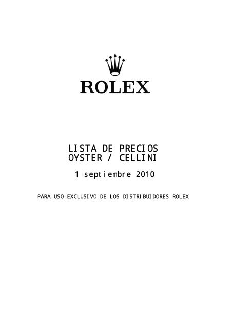 Rolex Price List 2010 (pdf) - GINAULT