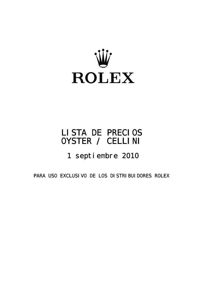 Rolex Price List 2010 (pdf) - GINAULT