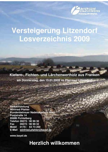 Versteigerung Litzendorf Losverzeichnis 2009 Kiefern-, Fichten