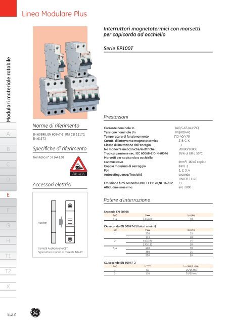 Interruttori modulari EP100T - G E Power Controls