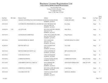 Business License Registration List - Town of Gilbert