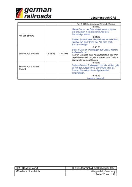 Lösungsbuch GR8 - Das Emsland - German Railroads