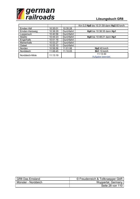 Lösungsbuch GR8 - Das Emsland - German Railroads