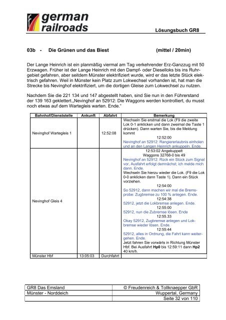 Lösungsbuch GR8 - Das Emsland - German Railroads