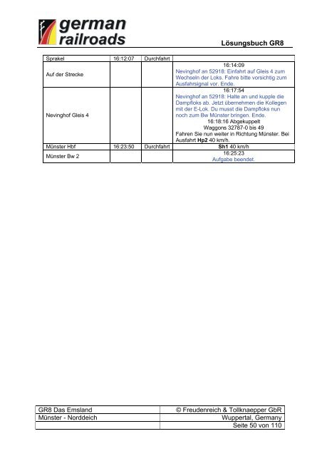 Lösungsbuch GR8 - Das Emsland - German Railroads