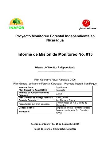 Informe de Misión de Monitoreo No. 015 - Global Witness