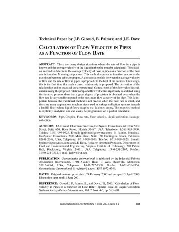 CALCULATION OF FLOW VELOCITY IN PIPES - IGS - International ...