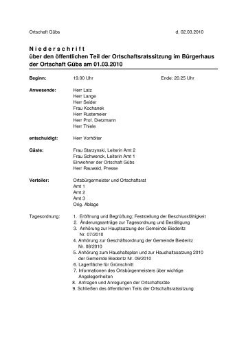 Protokoll Ortschaft Gübs 01_03_10 nur öffentlich - Gemeinde Biederitz