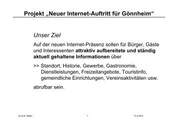 Projekt „Neuer Internet-Auftritt für Gönnheim“ Unser Ziel