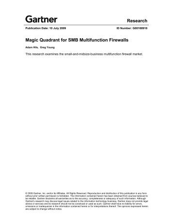 Research Magic Quadrant for SMB Multifunction ... - Firewall Systems