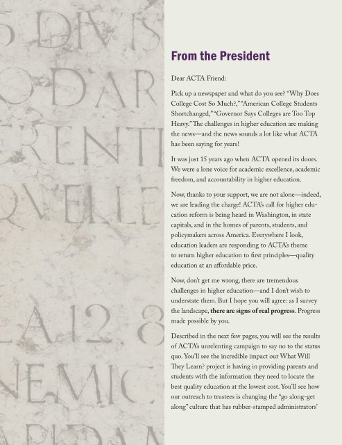 2010 Annual Report - The American Council of Trustees and Alumni