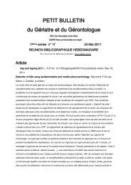 PETIT BULLETIN du Gériatre et du Gérontologue - Geronto ...