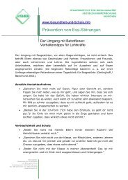 Prävention von Ess-Störungen - Gesundheit und Schule