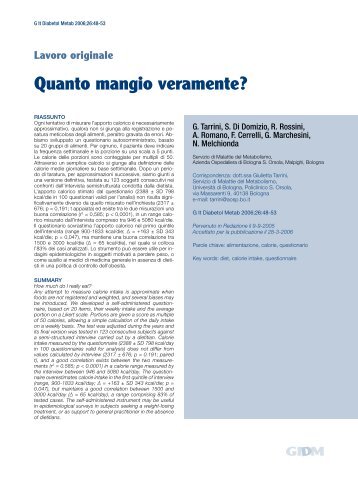 articolo completo in pdf - Giornale Italiano di Diabetologia e ...