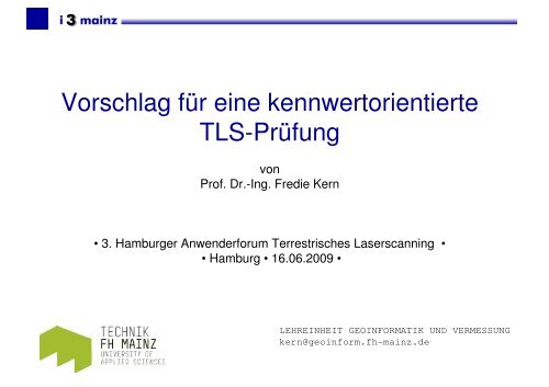 Vorschlag für eine kennwertorientierte TLS-Prüfung - Geomatik ...