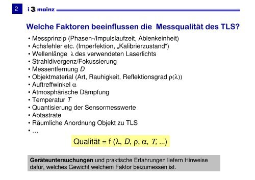 Vorschlag für eine kennwertorientierte TLS-Prüfung - Geomatik ...