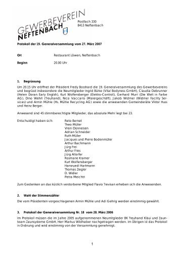 Protokoll GV 2007 - Gewerbe Neftenbach