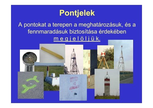 pontjelek a vízszintes méréshez