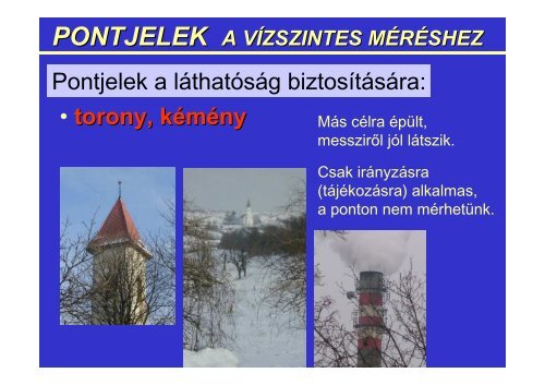 pontjelek a vízszintes méréshez