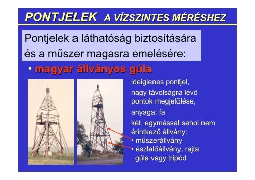 pontjelek a vízszintes méréshez