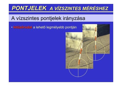 pontjelek a vízszintes méréshez