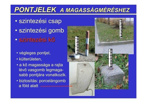 pontjelek a vízszintes méréshez