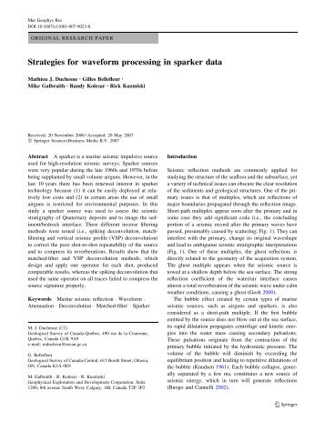 Strategies for waveform processing in sparker data - GEDCO