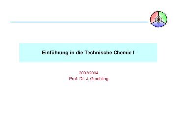 Einführung in die Technische Chemie I - Gmehling