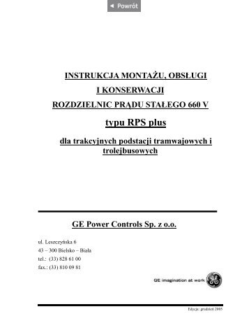 Instrukcja obsługi - G E Power Controls