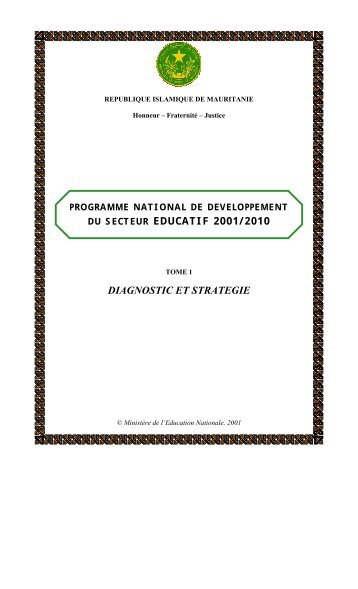 du secteur educatif 2001/2010 diagnostic et strategie - Global ...