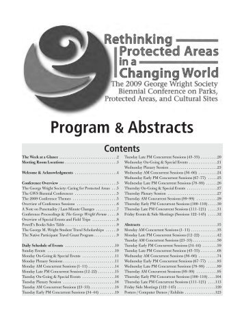 Program & Abstracts book - The George Wright Society