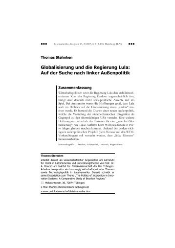 Globalisierung und die Regierung Lula - GIGA German Institute of ...