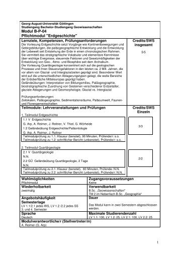 Modul B-P-04 Pflichtmodul "Erdgeschichte" - Geobiologie - Georg ...