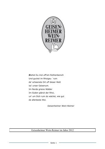 Geisenheim im Rheingau, Dezember 2001 - Geisenheimer Wein ...