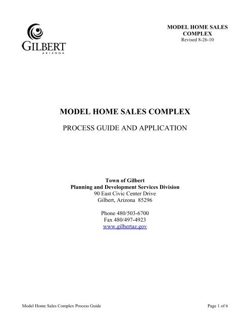 model home sales complex application - Town of Gilbert