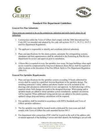 Standard Fire Department Guidelines - Town of Gilbert