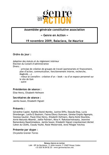 le compte rendu de l'assemblée générale ... - Genre en action