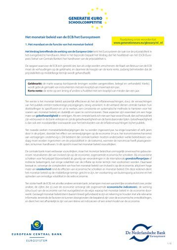 Het monetair beleid van de ECB/het Eurosysteem (PDF)