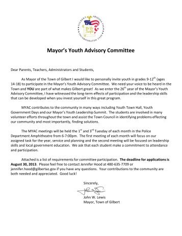 Mayor's Youth Advisory Committee - Town of Gilbert